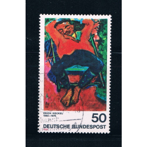 Germany 1138 Used Man asleep painting (GI0177P21)+