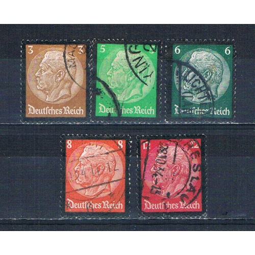 Germany 436-40 Used Hindenburg Memorial Issue 1934 CV 2.35 (MV0015)