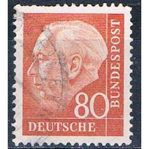 Germany 760 Used President Heuss missing perfs 1956 CV 1.90 (G0436)