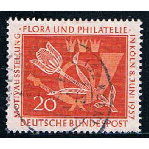 Germany 764 Used Tulip and post horn 1957 (GI0685P201)