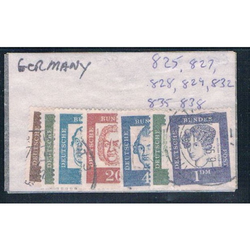 Germany 825- Used Partial Set Scott nums Shown 1961 CV 2.30 (G0261)