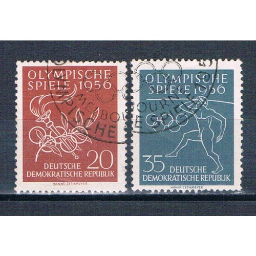 Germany DDR 307-08 Used set Olympic rings 1956 CV 1.10 (G0531)