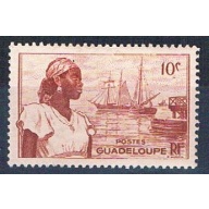 Guadeloupe 189 MLH Woman and Harbor 1947 (G0338)+