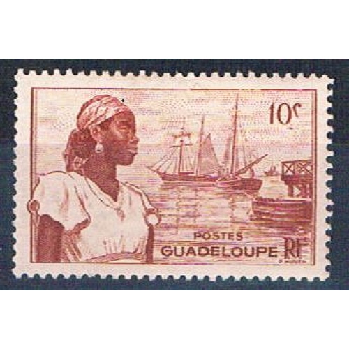 Guadeloupe 189 MLH Woman and Harbor 1947 (G0338)+