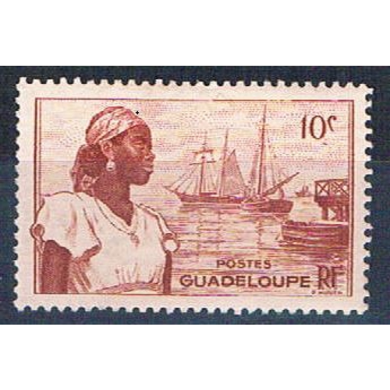 Guadeloupe 189 MLH Woman and Harbor 1947 (G0338)+
