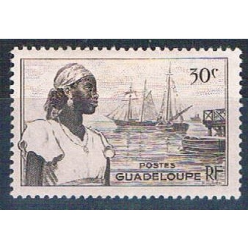 Guadeloupe 190 MLH Woman and Harbor 1947 (G0339)+