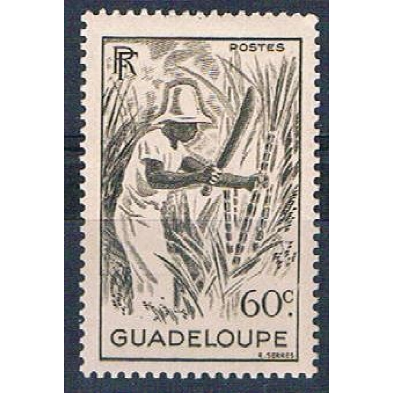 Guadeloupe 192 MLH Cutting sugar cane 1947 (G0335)+