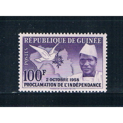 Guinea 174 Unused Map Dove and President 1959 CV 3.50 (G0326)+