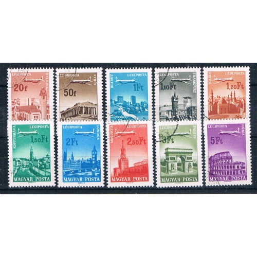 Hungary C262-70;C272 Used Plane over cities  CV 2.65 1966 (H0096)