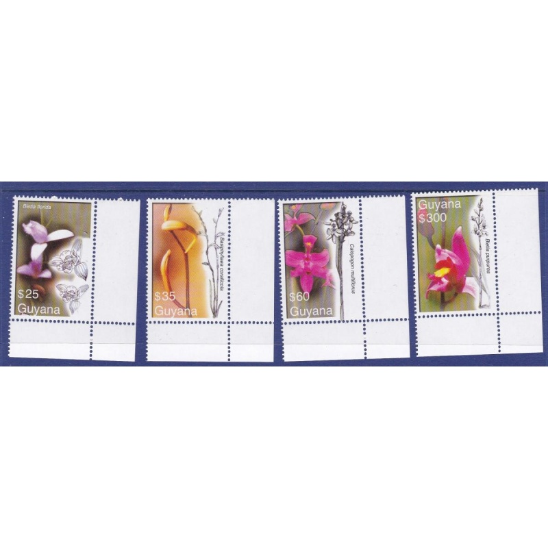 Guyana Orchids  flowers 2 minisheets + 4 stamps