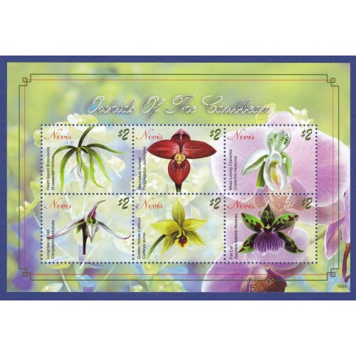Nevis Orchids flowers minisheet 2010