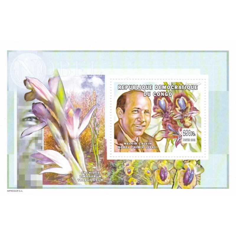 Congo-Kinshasa 2002 orchids and Nobel Laurates 4 blocks
