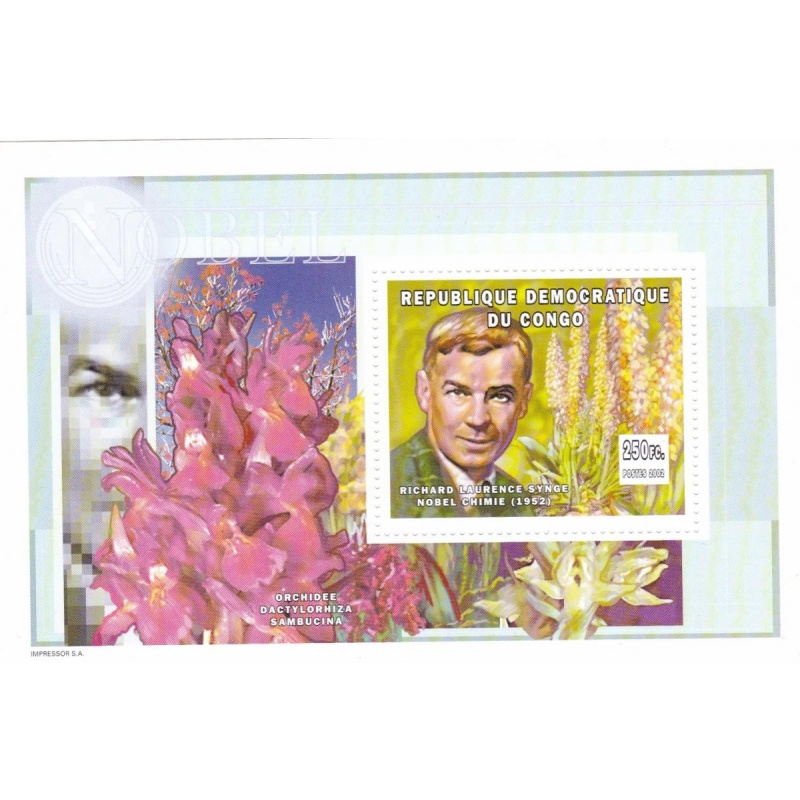Congo-Kinshasa 2002 orchids and Nobel Laurates 4 blocks