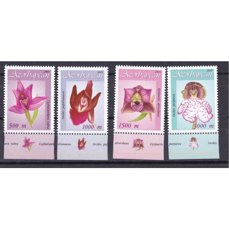 Azerbadhjan Orchids  flowers minisheet + 4 stamps 2005
