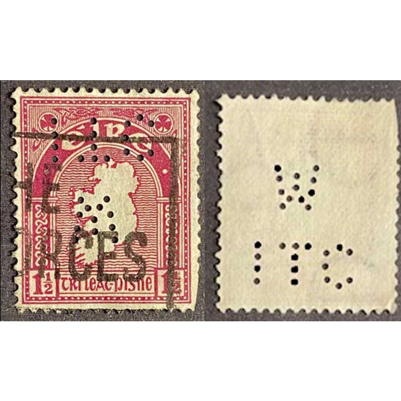 Ireland Scott 108, perfin, WITC, used, fine