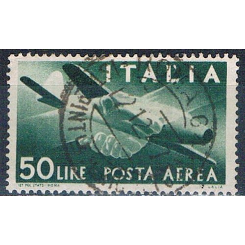 Italy C113 Used Plane clasped hands 1945 CV 20.00 (I0836)