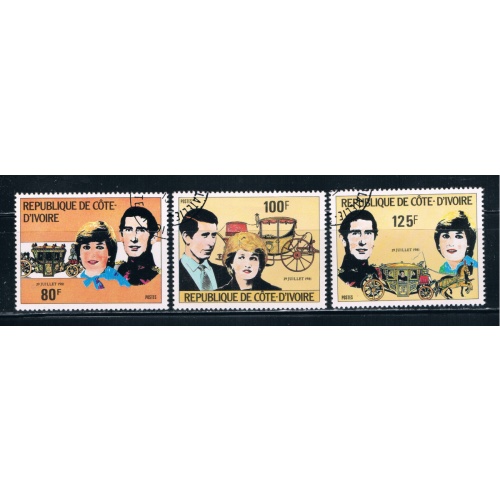 Ivory Coast 593-95 Used Set Royal Wedding 1981 (I0782)