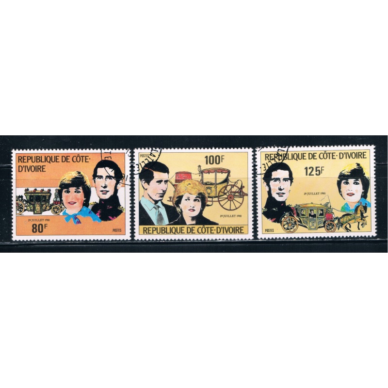 Ivory Coast 593-95 Used Set Royal Wedding 1981 (I0782)