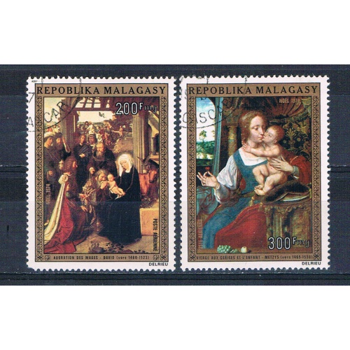 Malagasy C134-35 Used set Christmas paintings 1974 CV 1.70 (MV0039)