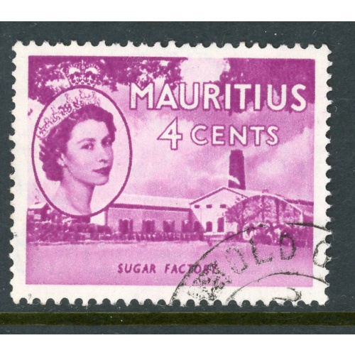 Mauritius 253 U 1953 4c red violet