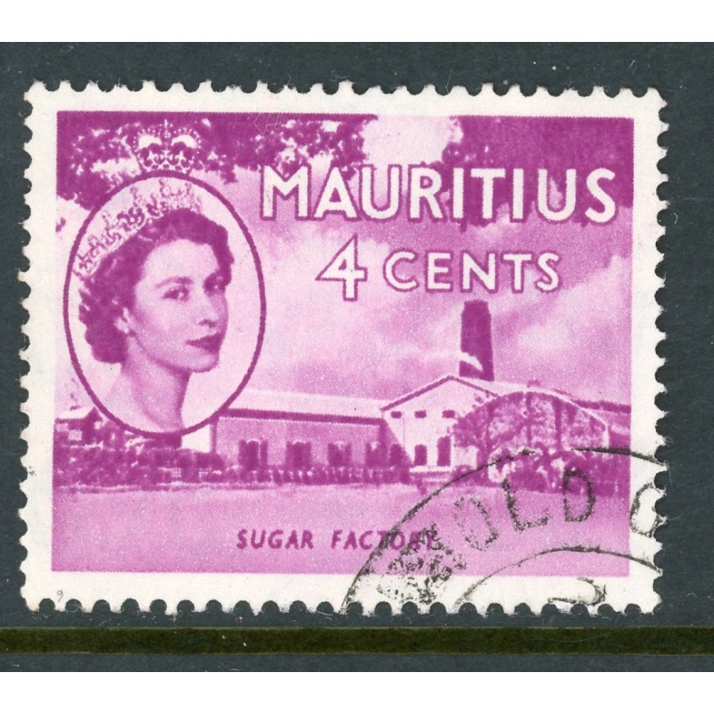 Mauritius 253 U 1953 4c red violet