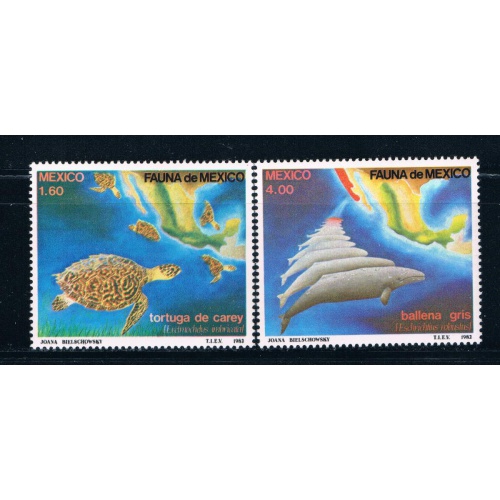 Mexico 1281-82 Unused set Whales and turtles CV 3.00 (M0238)