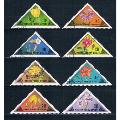 Mongolia 743-50 Used set Flowers 1973 CV 2.75 (MV0017)