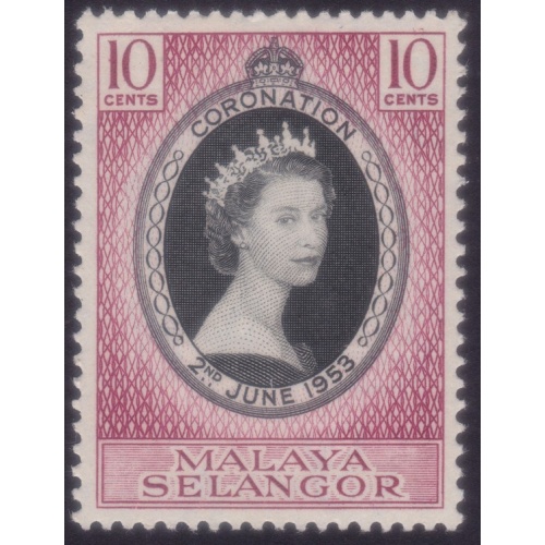 SELANGOR 1953 QE2 Coronation Sc#101 MH @N332
