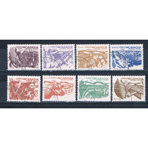 Nicaragua 1608-15 Used set Agriculture 1987 CV 4.50 (HV0159)+