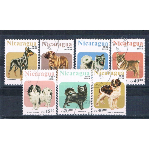 Nicaragua 1632-38 Used set Dogs 1987 CV 1.95 (MV0121)+