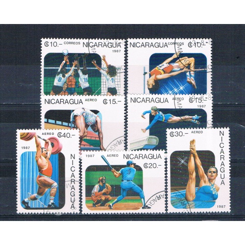 Nicaragua 1646-52 Used set 10th Pan American Games 1987 CV 2.35 (N0706)+