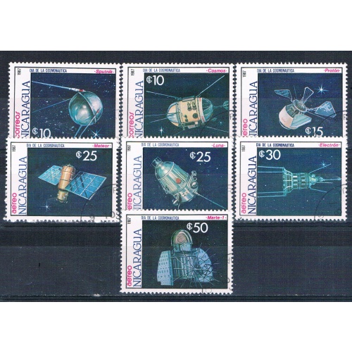 Nicaragua 1654-60 Used set Satellites 1987 CV 2.05 (N0714)+
