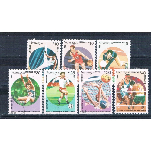 Nicaragua 1685-91 Used set Olympics 1988 CV 2.20 (N0722)+