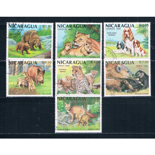 Nicaragua 1703-09 Used set Animals 1988 CV 2.85 (HV0115)+