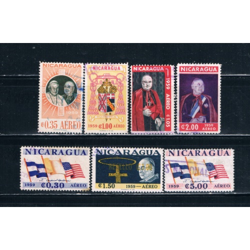 Nicaragua C430-36 Used set Cardinal Spellman CV 2.55 (N0312)+