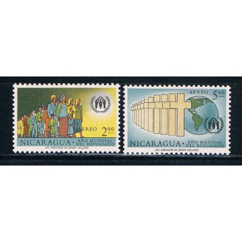 Nicaragua C452-53 MLH set Refugee Enblem CV 1.50 (N0273)+