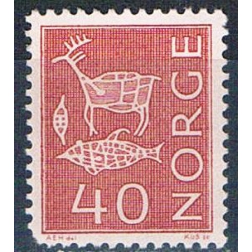 Norway 423 Unused Rock Carvings nipped perf 1962 CV 3.50 (HV0139)