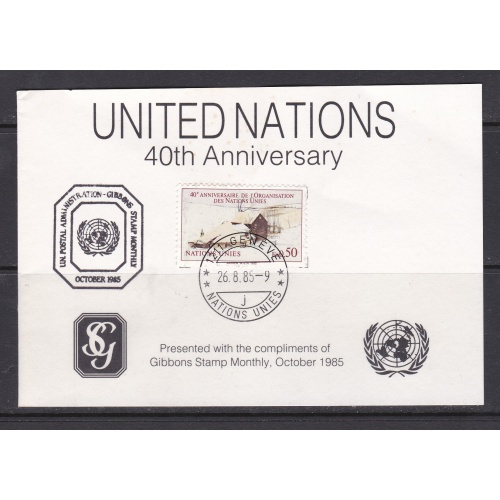 United Nations - Geneva: 40th Anniversary Stamp Card. Ref: P0019
