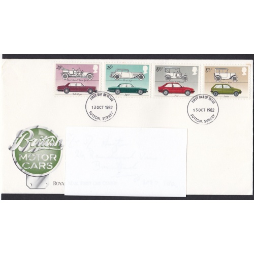 GB: British Motor Cars. FDC. 1982. Ref: P0080
