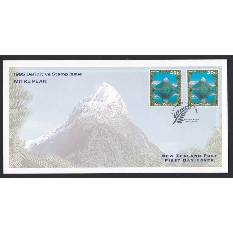 New Zealand: 1995 Scenery - Mitre Peak. Two x 40c Stamps on FDC. Ref: P0516