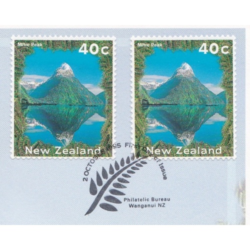 New Zealand: 1995 Scenery - Mitre Peak. Two x 40c Stamps on FDC. Ref: P0516