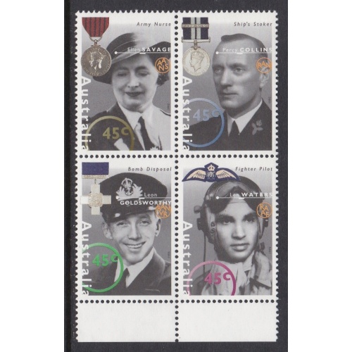 Australia: Personalities Of WWII. Block 4 MNH Stamps. Ref: P0534