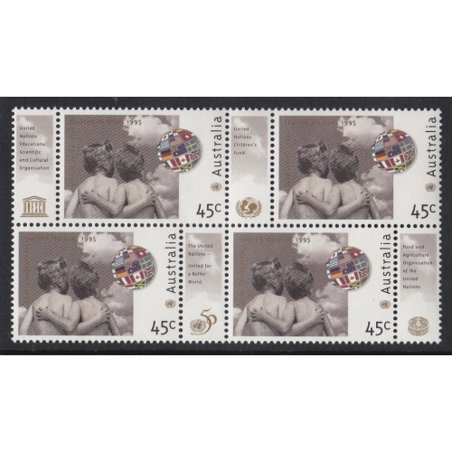 Australia: 1995. 50th Anniv of U N Childrens Fund. Bock 4 MNH Stamps. Ref: P0542