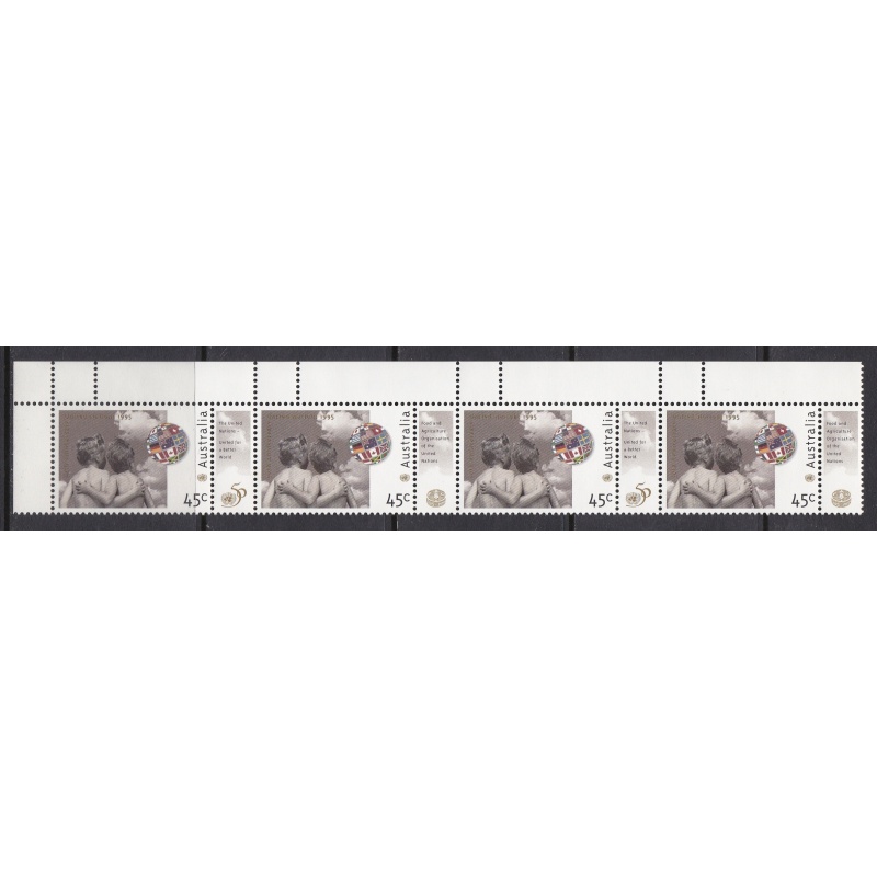 Australia: 1995. 50th Anniv UN Childrens Fund. Strip 4 Salvedge MNH. Ref: P0544