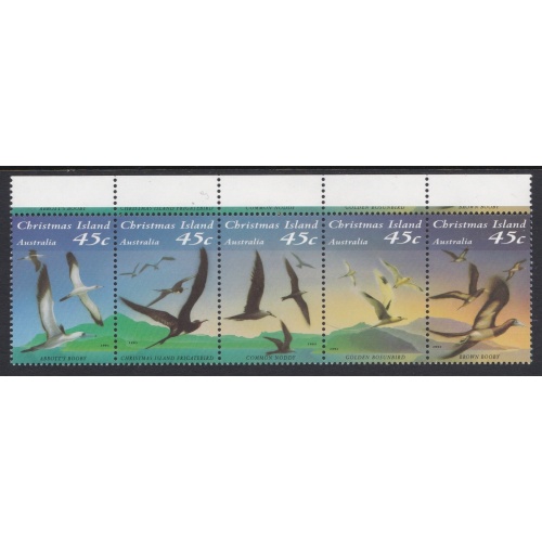 Christmas Island: Comm Inaugural Issue. Birds. MNH Strip 5 Stamps. Ref: P0547