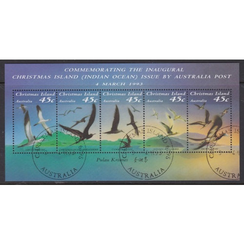 Christmas Island: 1993 Comm Inaugural Issue. Birds. CTO Mini Sheet. Ref: P0549