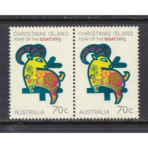 Christmas Island: 2015 Year Of The Goat. Pair of MNH Stamps. Ref: P0553