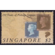 SINGAPORE 1990 $2 150 years 1st Stamp Sc#566 USED @P1153
