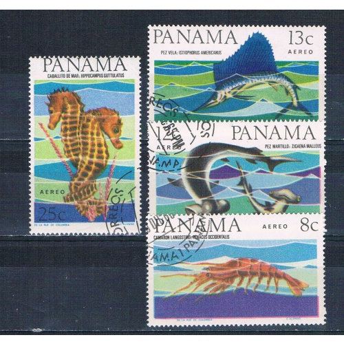Panama C339-42 Used Set Fish 1965 CV 1.00 (MV0118)