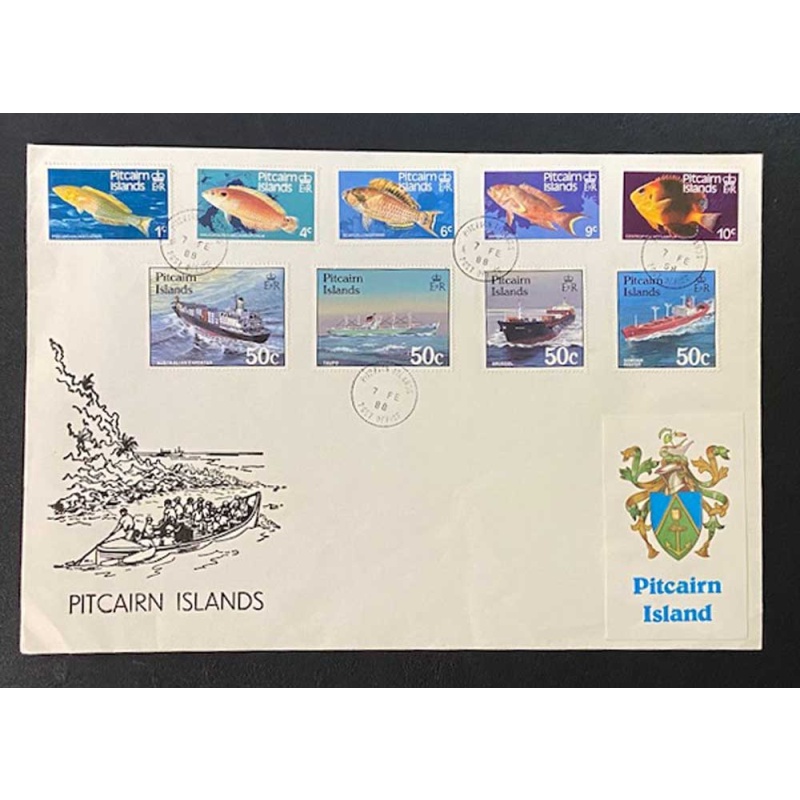 Pitcairn Islands Cover, 1988, with ship cachet, Sc #231-235, Sc #281-284